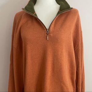 Tommy Bahama Orange/Green Reversible 1/4 Zip Pullover Sweater L